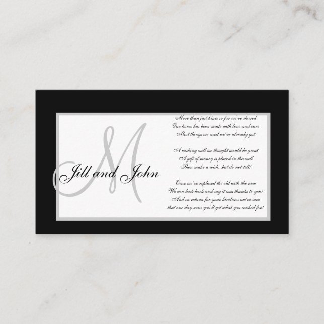 Monogramme Mariage de souhaits de cartes de puits (Devant)