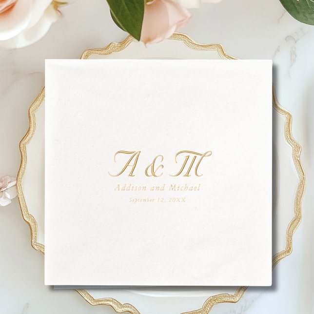 Monogramme Mariage Élégant minimal (Monogram Minimal Elegant Wedding Foil Napkins)
