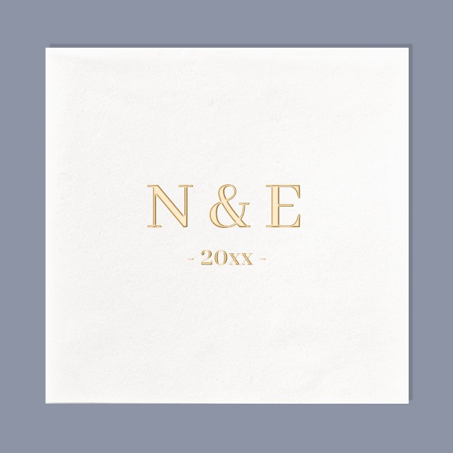 Monogramme Mariage Élégant minimal Or élégant (Stylishly Personalize with Your Custom Monogram Initials & Year.)