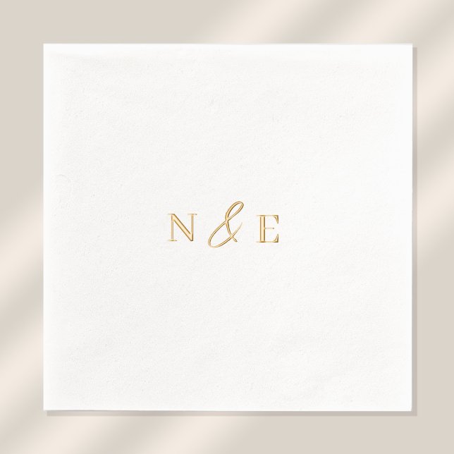 Monogramme Mariage Élégant Moderne Minimal Or (Stylishly Personalize with the Bride & Groom's Monogram Initials.)