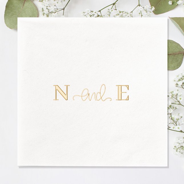Monogramme Mariage Élégant Script moderne Or (Stylishly Personalize with the Bride & Groom's Monogram Initials.)