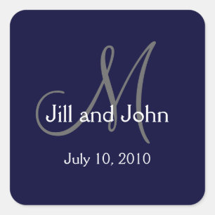 Monogramme Mariage Faveur Stickers Marine