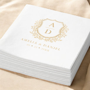 Monogramme Mariage Floral Gold Crest