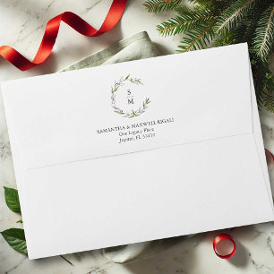 Monogramme Mariage Inviter Enveloppes Botanique