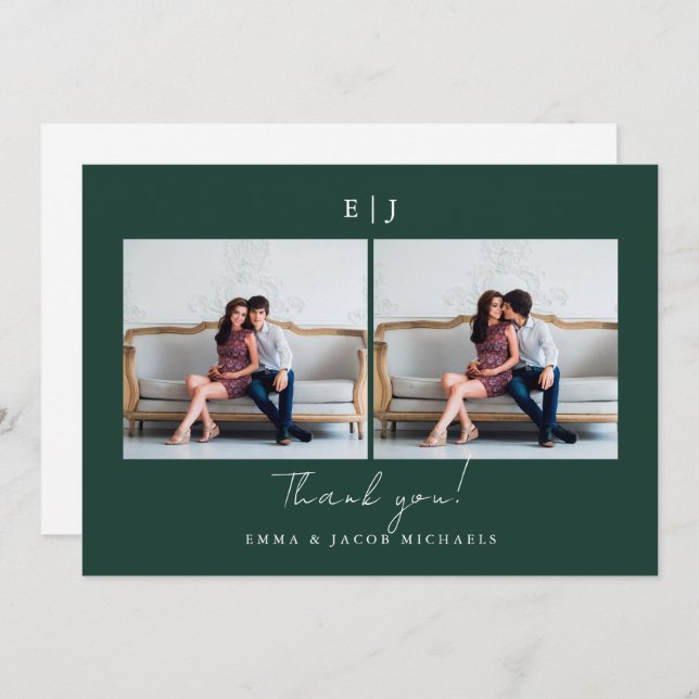Monogramme Mariage Merci photo vert (Devant / Derrière)