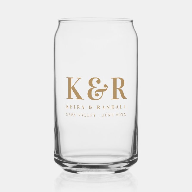 Monogramme mariage minimaliste Or simple (Recto)