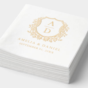 Monogramme Mariage or Floral moderne Crest