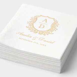 Monogramme Mariage or Floral moderne Crest