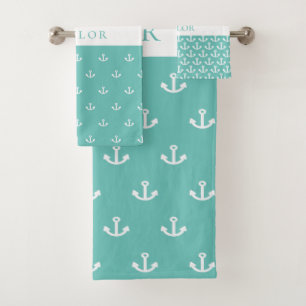 Monogramme marin blanc turquoise clair