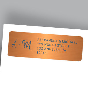 Monogramme marine en cuivre script mariage rsvp