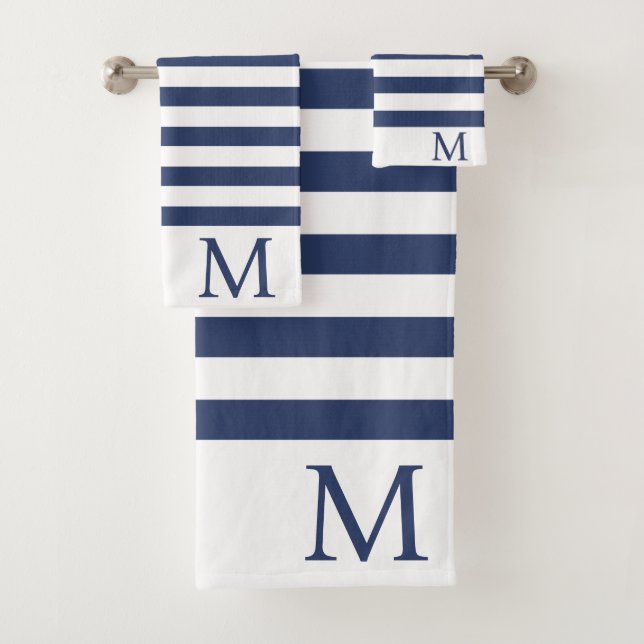 Monogramme masculin Premières bandes bleu et blanc (En situation)