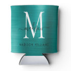 Monogramme métallique brossé Turquoise moderne