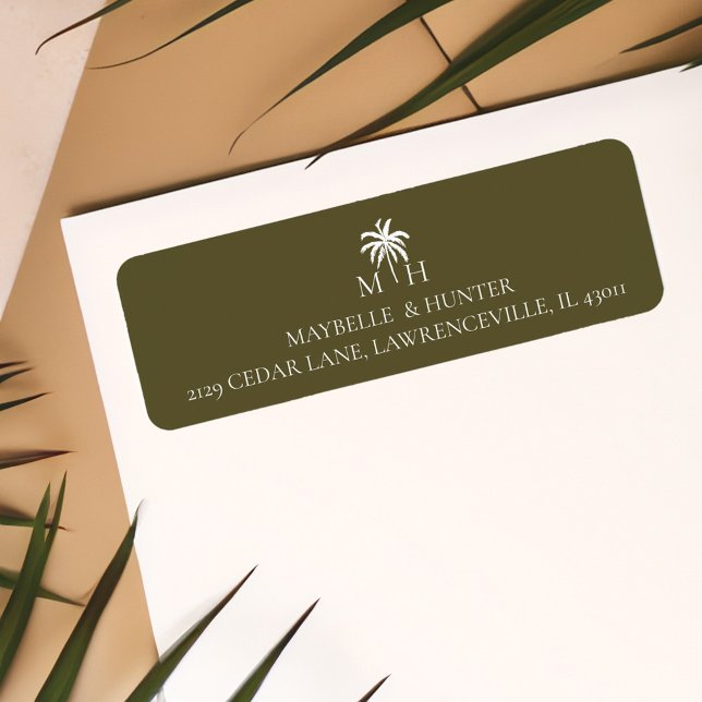 Monogramme minimal de palmiers tropicaux (Minimal Tropical Palm Tree Monogram Label)