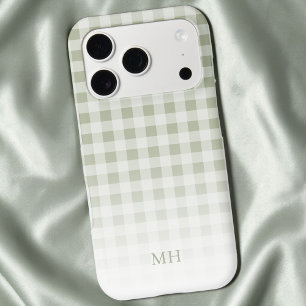 Monogramme minimal gingham dégradé vert moderne