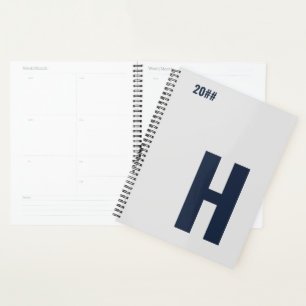Monogramme minimal gris argenté initial bleu 2022