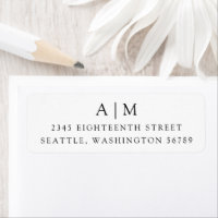 Monogramme minimaliste Adresse de retour noir et b