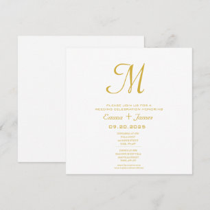Monogramme minimaliste Faire-part de mariage or bl