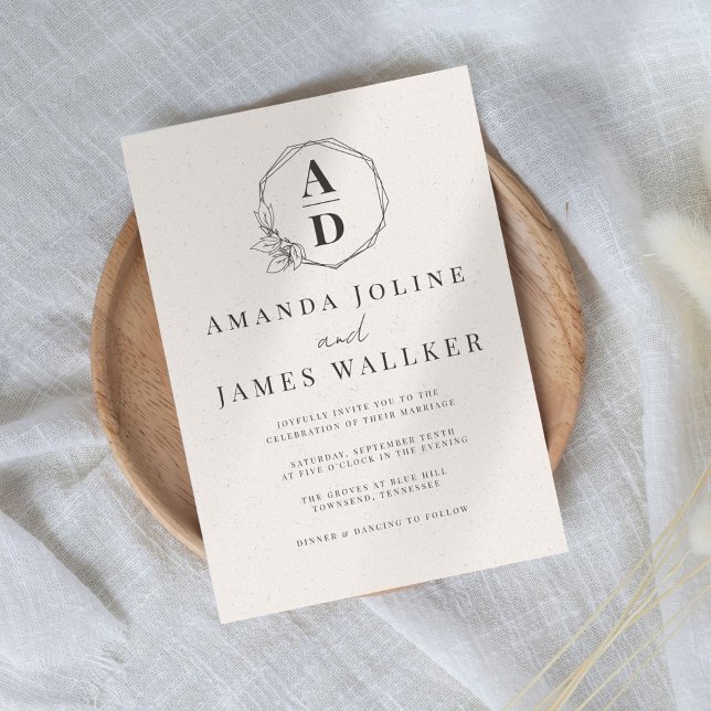 Monogramme minimaliste Faire-part de mariage rusti (Créateur téléchargé)