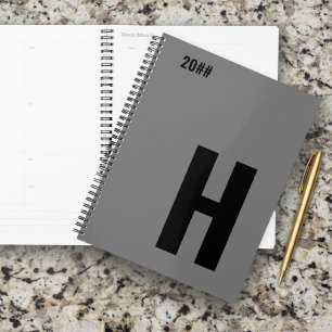 Monogramme Minimaliste Initial Gris Noir