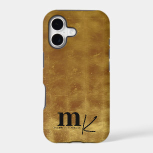 Monogramme minimaliste moderne à feuille d'or noir