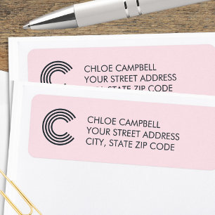 Monogramme minimaliste moderne gris rose