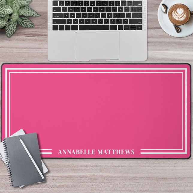 Monogramme Minimaliste Rose Chaud (Hot Pink Minimalist Monogram Desk Mat )