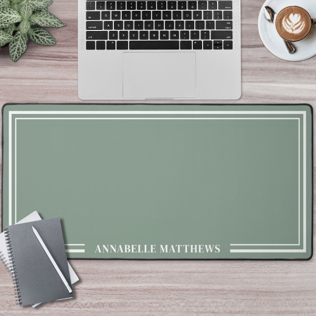 Monogramme Minimaliste Vert (Green Minimalist Monogram Desk Mat )
