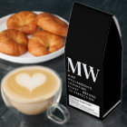 Monogramme moderne avec texte personnalisé noir bl