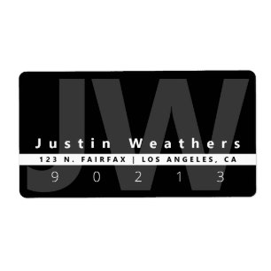 Monogramme moderne   Black White & Grey Address
