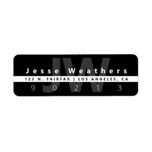 Monogramme moderne   Black White & Grey Address