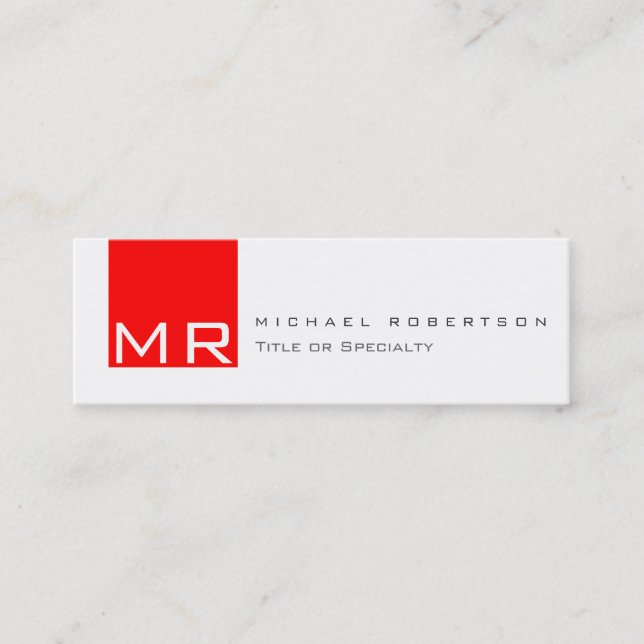 Monogramme moderne blanc rouge Carte de visite pro (Devant)