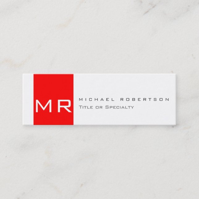 Monogramme moderne blanc rouge Carte de visite pro (Devant)