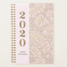 Monogramme moderne Blush Pink Gold Confetti 2020 A