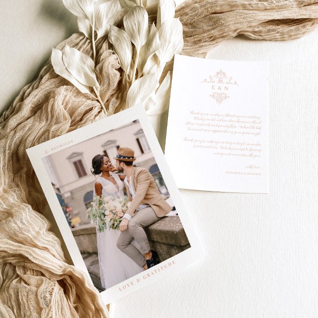 Monogramme moderne Boho | Mariage photo Merci (Créateur téléchargé)