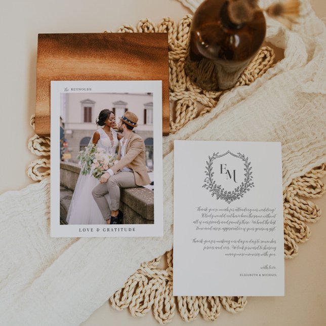 Monogramme moderne Boho | Mariage photo Merci (Créateur téléchargé)