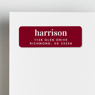 Monogramme moderne Bourgogne rouge Adresse de reto