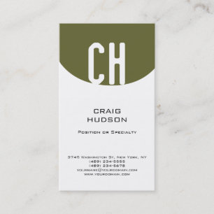 Monogramme moderne Carte de visite blanc