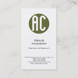 Monogramme moderne Carte de visite blanc