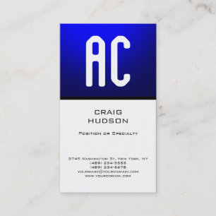 Monogramme moderne Carte de visite blanc bleu clai