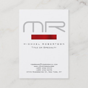 Monogramme moderne Carte de visite blanc rouge pro