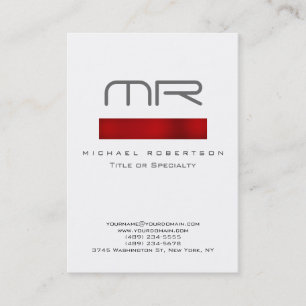 Monogramme moderne Carte de visite blanc rouge pro