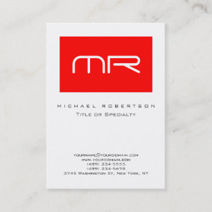 Monogramme moderne Carte de visite blanc rouge pro