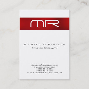 Monogramme moderne Carte de visite blanc rouge pro