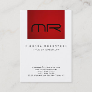 Monogramme moderne Carte de visite blanc rouge pro