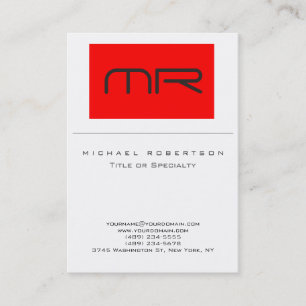 Monogramme moderne Carte de visite blanc rouge pro