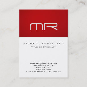 Monogramme moderne Carte de visite blanc rouge pro