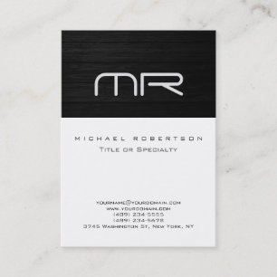 Monogramme moderne Carte de visite noir blanc