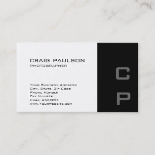 Monogramme moderne Carte de visite noir blanc