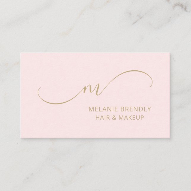 Monogramme Moderne Carte de visite rose tendance (Devant)