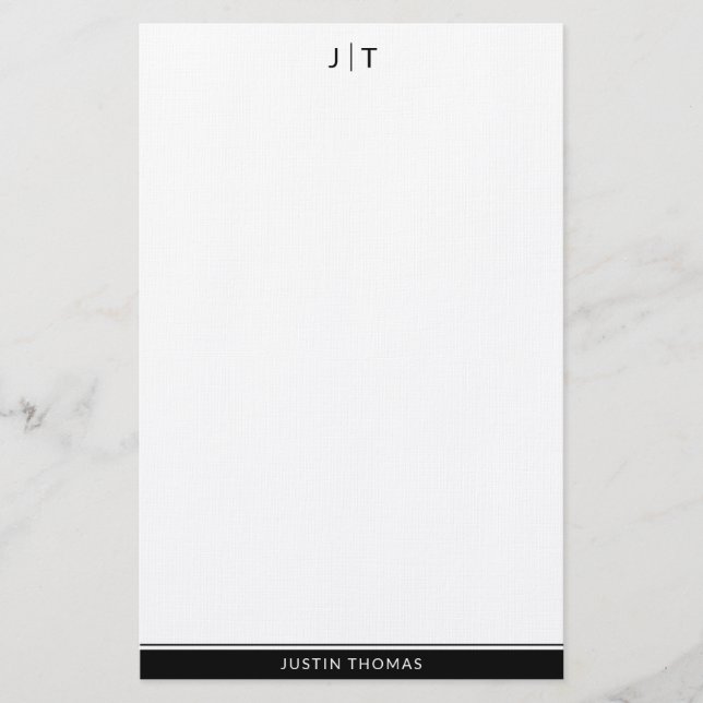 Monogramme moderne classique noir papeterie person (Devant)